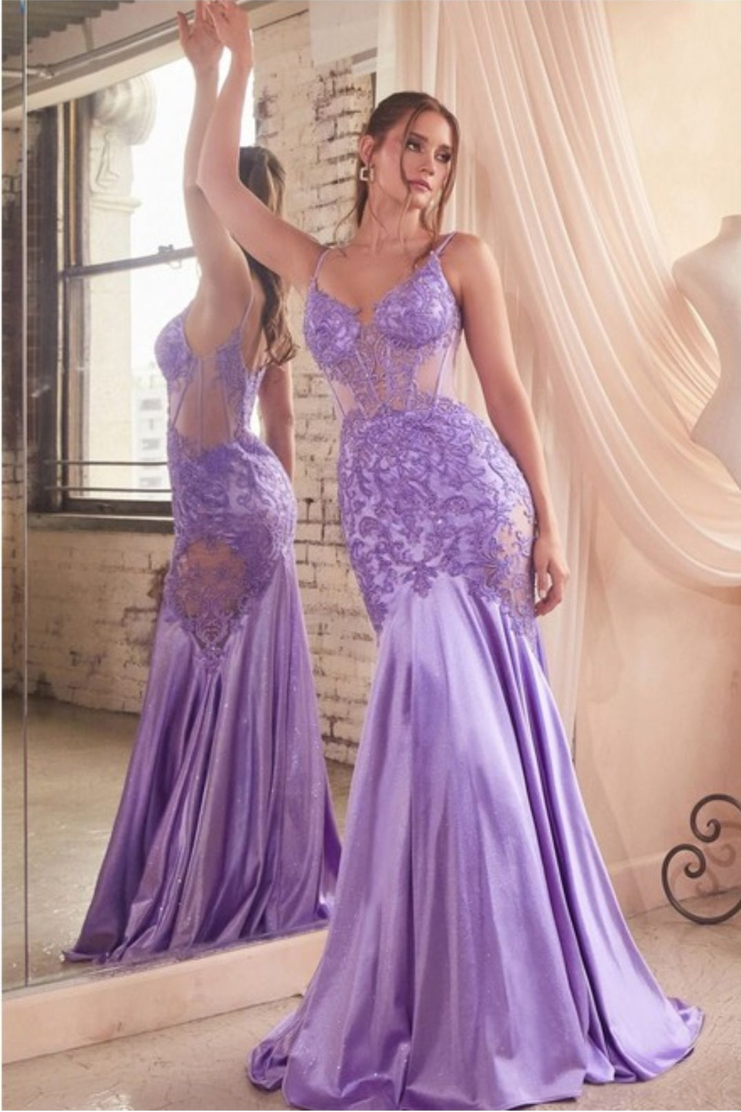 GLITTER AND LACE MERMAID GOWN