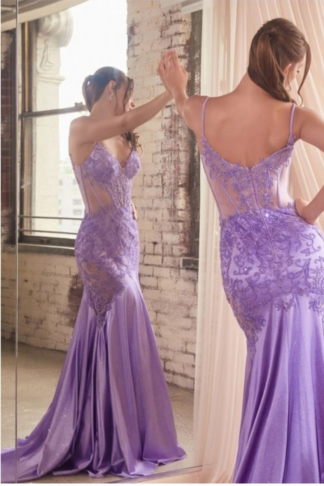 GLITTER AND LACE MERMAID GOWN