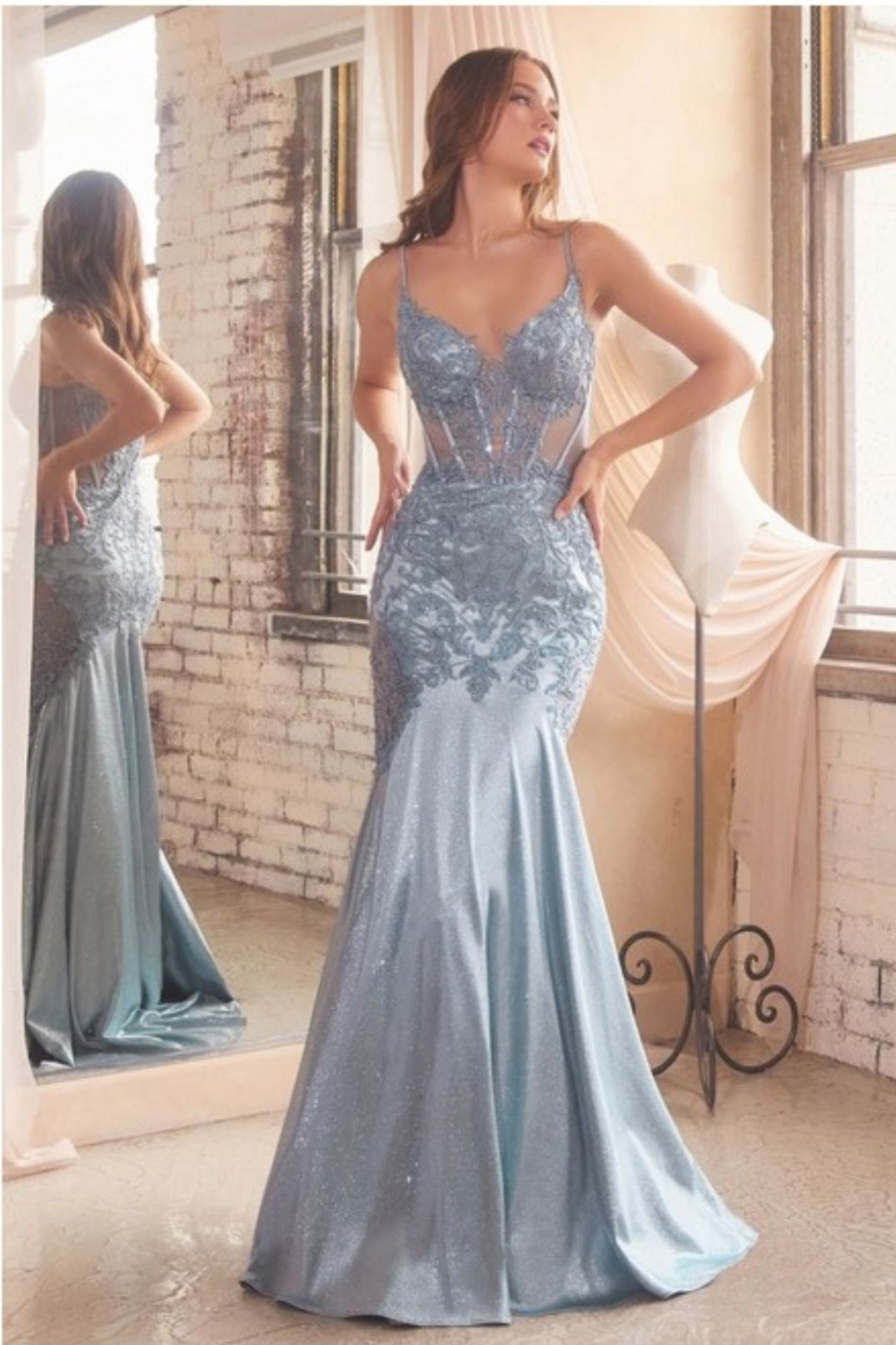 GLITTER AND LACE MERMAID GOWN