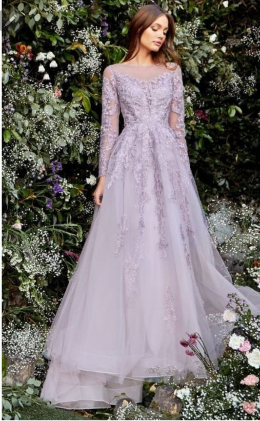 LONG SLEEVE LACE BALL GOWN