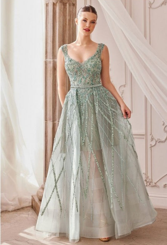 GEMMA JEWELED BEADED BALL GOWN