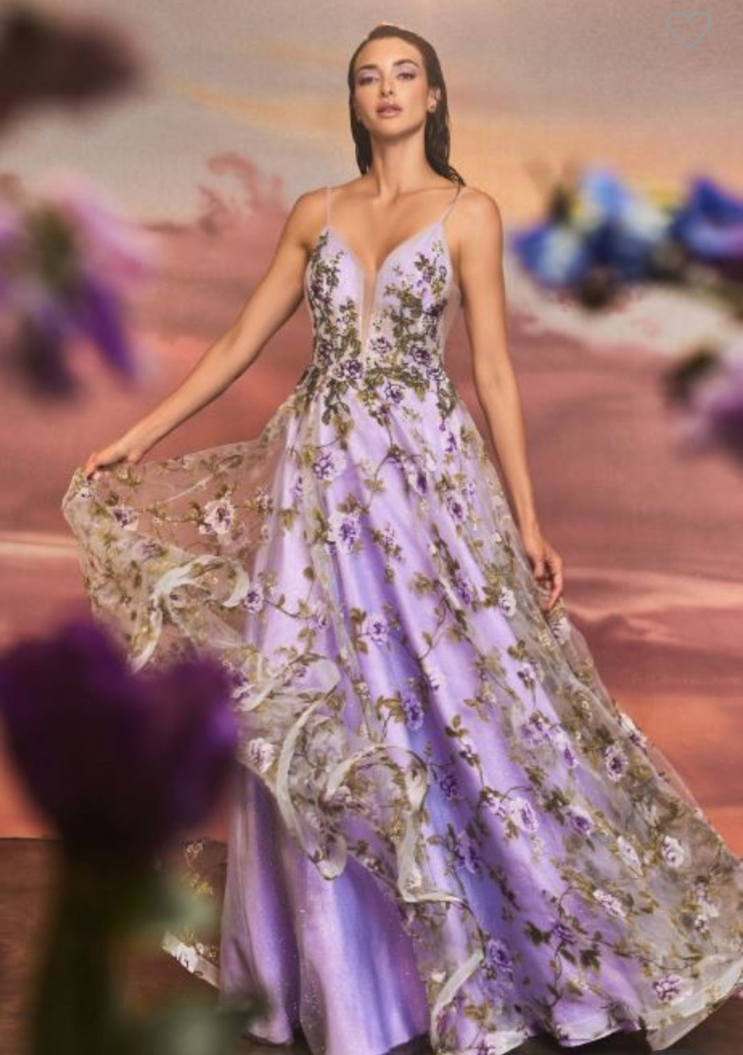 LISIANTHUS PRINTED A LINE GOWN