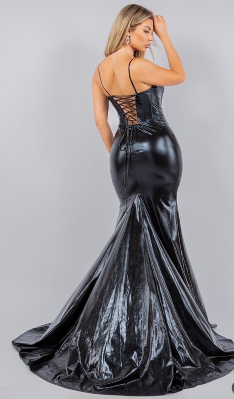 FAUX LEATHER MERMAID GOWN