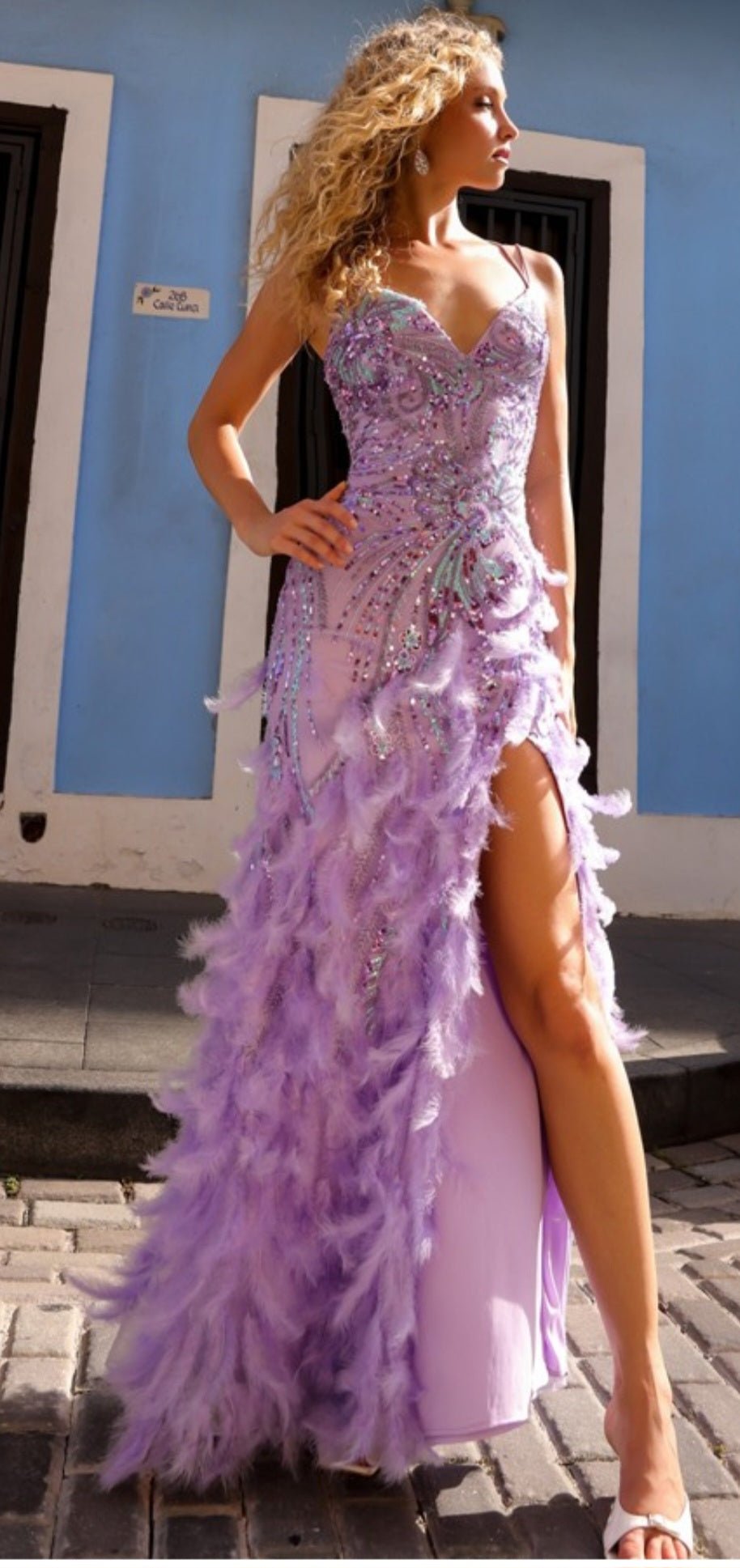 SEQUIN FEATHER GOWN