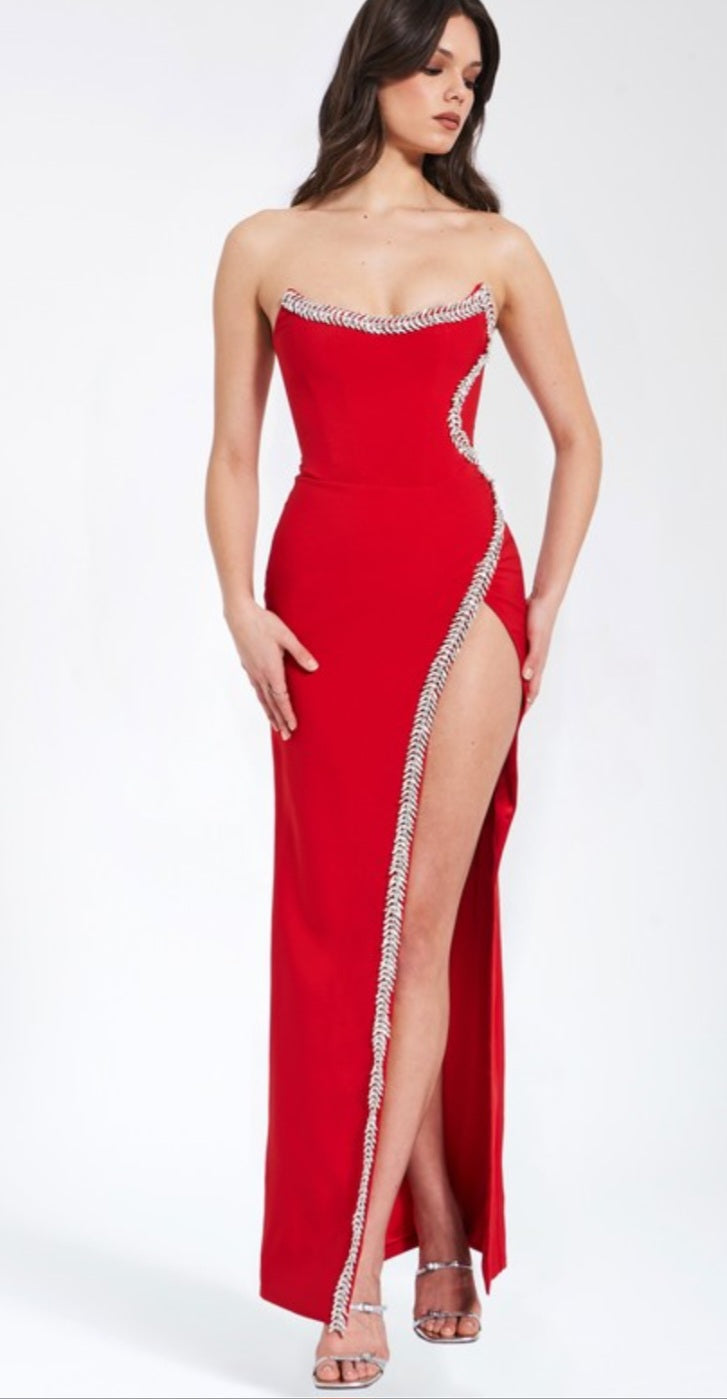 MISS CIRCLE XOANA STRAPLESS CRYSTAL EMBELLISHED GOWN
