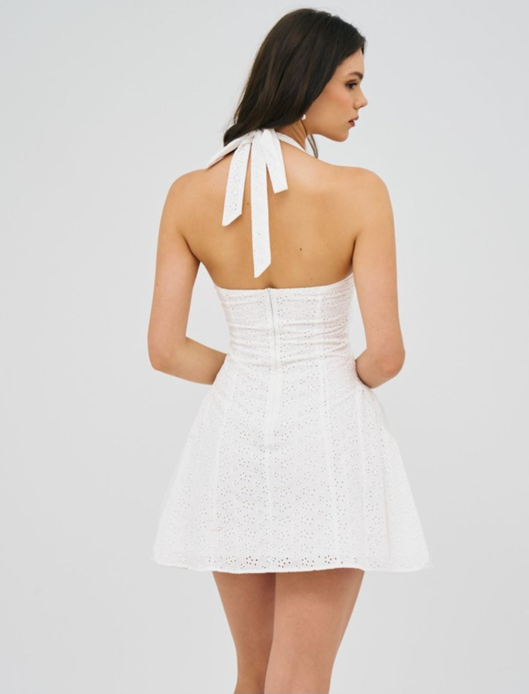 MISS CIRCLE JOHANA EYELET HALTER DRESS