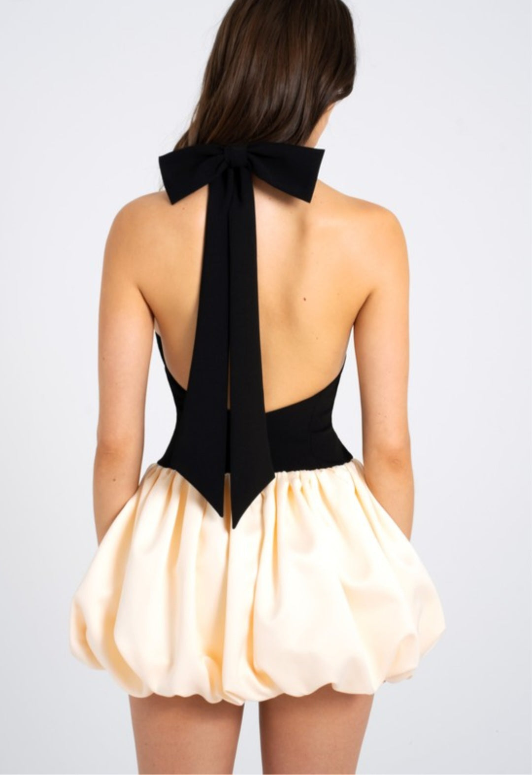 MISS CIRCLE YAIRA BACKLESS BUBBLE HEM DRESS