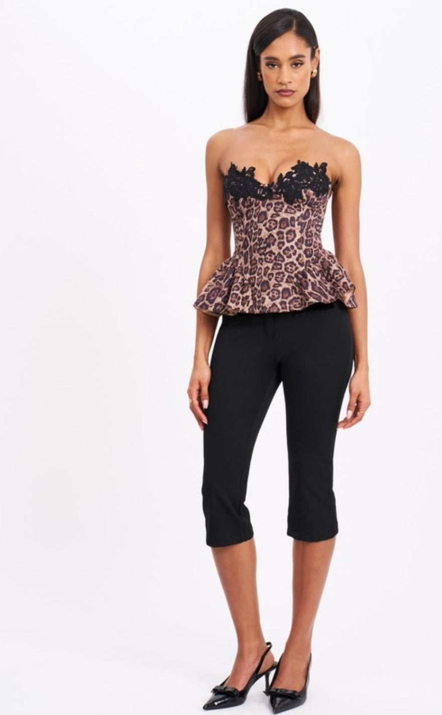 QIARA ANIMAL PRINT PEPLUM TOP