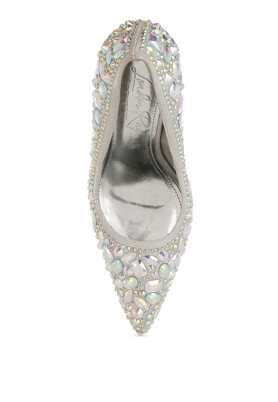 ICEOUT DIAMANTE & RHINESTONE EMBELLISHMENTS PUMPS