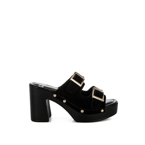 ZOANE STUDDED DUAL BUCKLE PLATFORM CLOGS