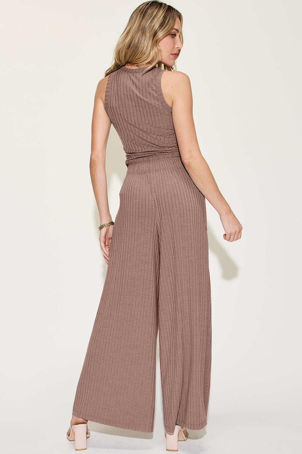 BASIC BAE RIBBED TANK AND WIDE LEG PANTS SET