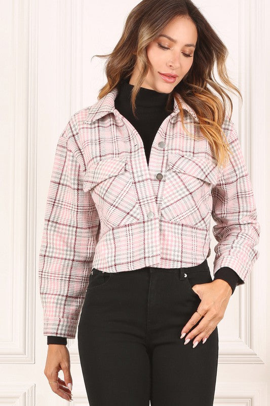 PLAID CROP JACKET