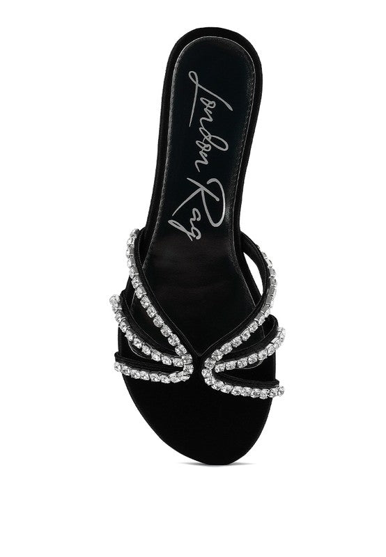 MEZZIE DIAMANTE STRAP FLAT SANDALS