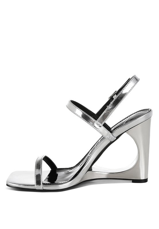 LADRA METALLIC FANTASY WEDGE HEEL SANDALS