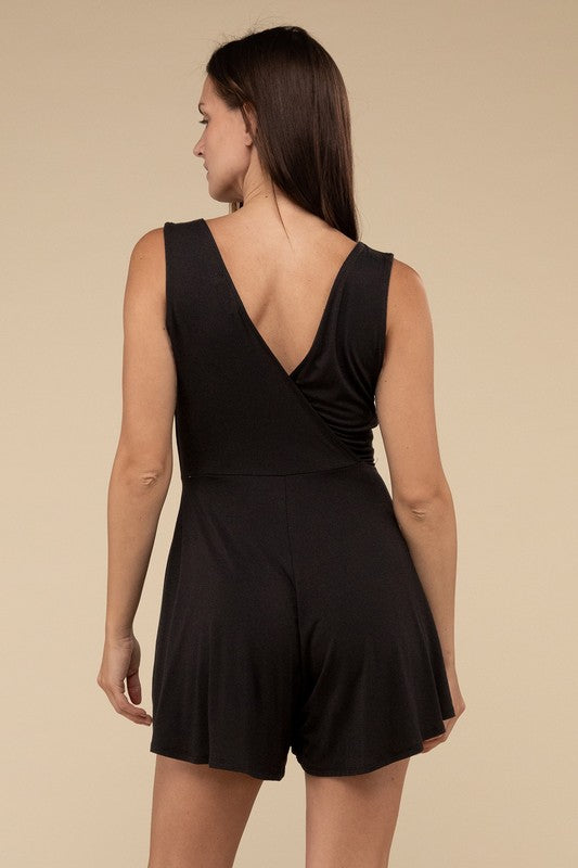 SURPLICE NECKLINE SLEEVELESS ROMPER