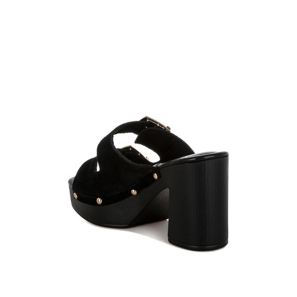 ZOANE STUDDED DUAL BUCKLE PLATFORM CLOGS