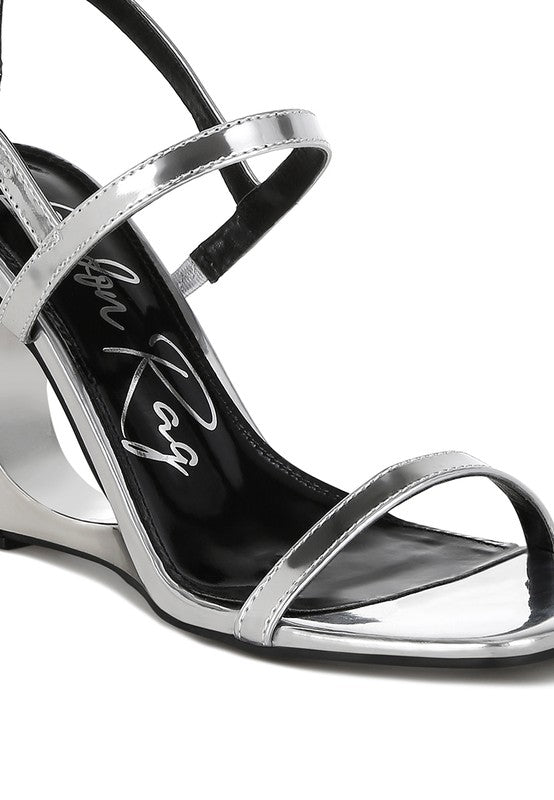 LADRA METALLIC FANTASY WEDGE HEEL SANDALS