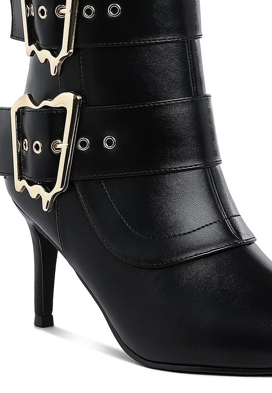 EBERA CHUNKY BUCKLE STRAP ANKLE BOOTS