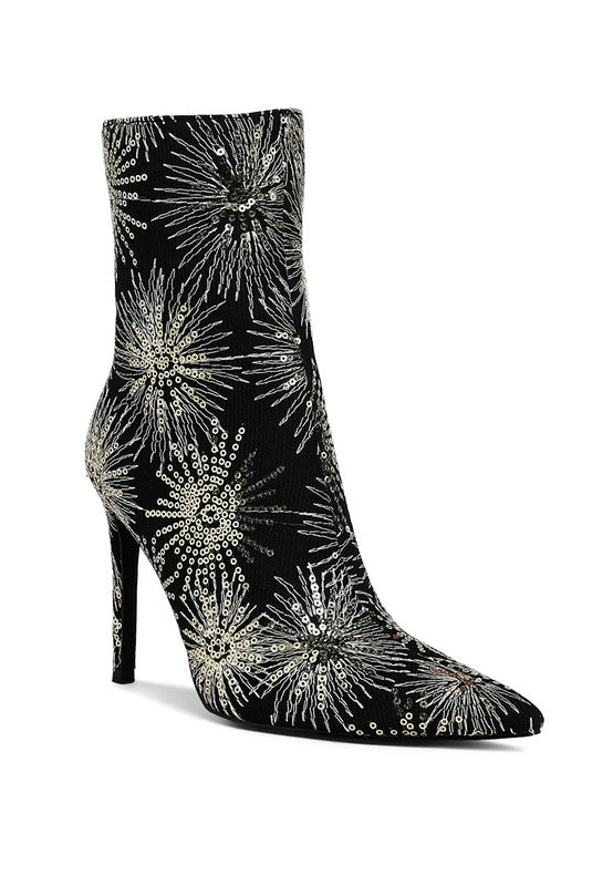 OLEANDER SEQUIN EMBELLISHED STILETTO BOOTS