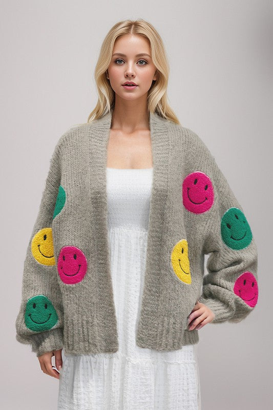 THE FUZZY SMILE LONG BELL SLEEVE KNIT CARIGAN