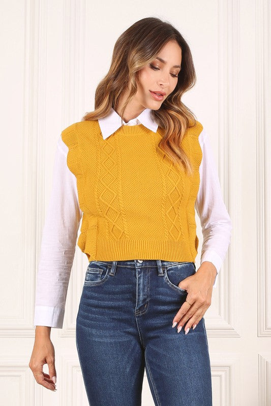 RUFFLE SWEATER VEST