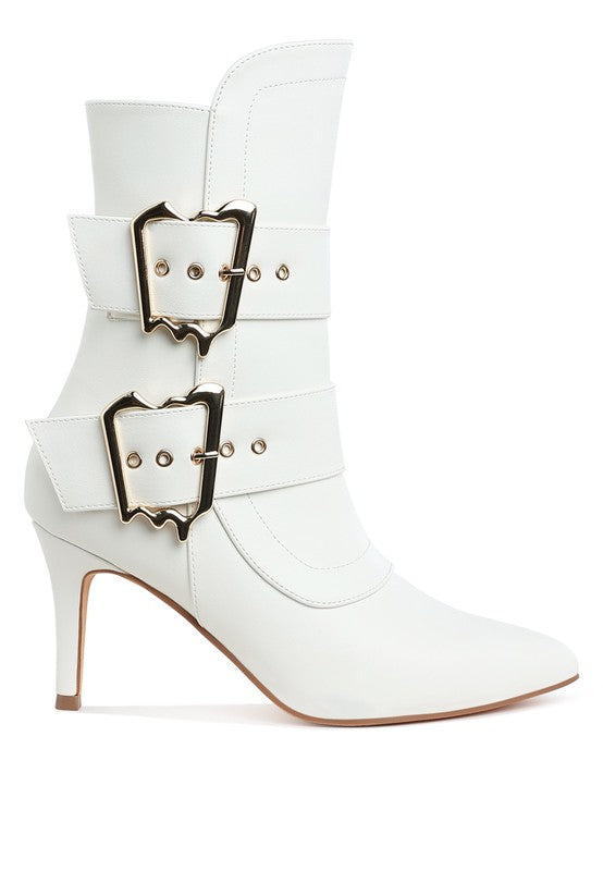 EBERA CHUNKY BUCKLE STRAP ANKLE BOOTS