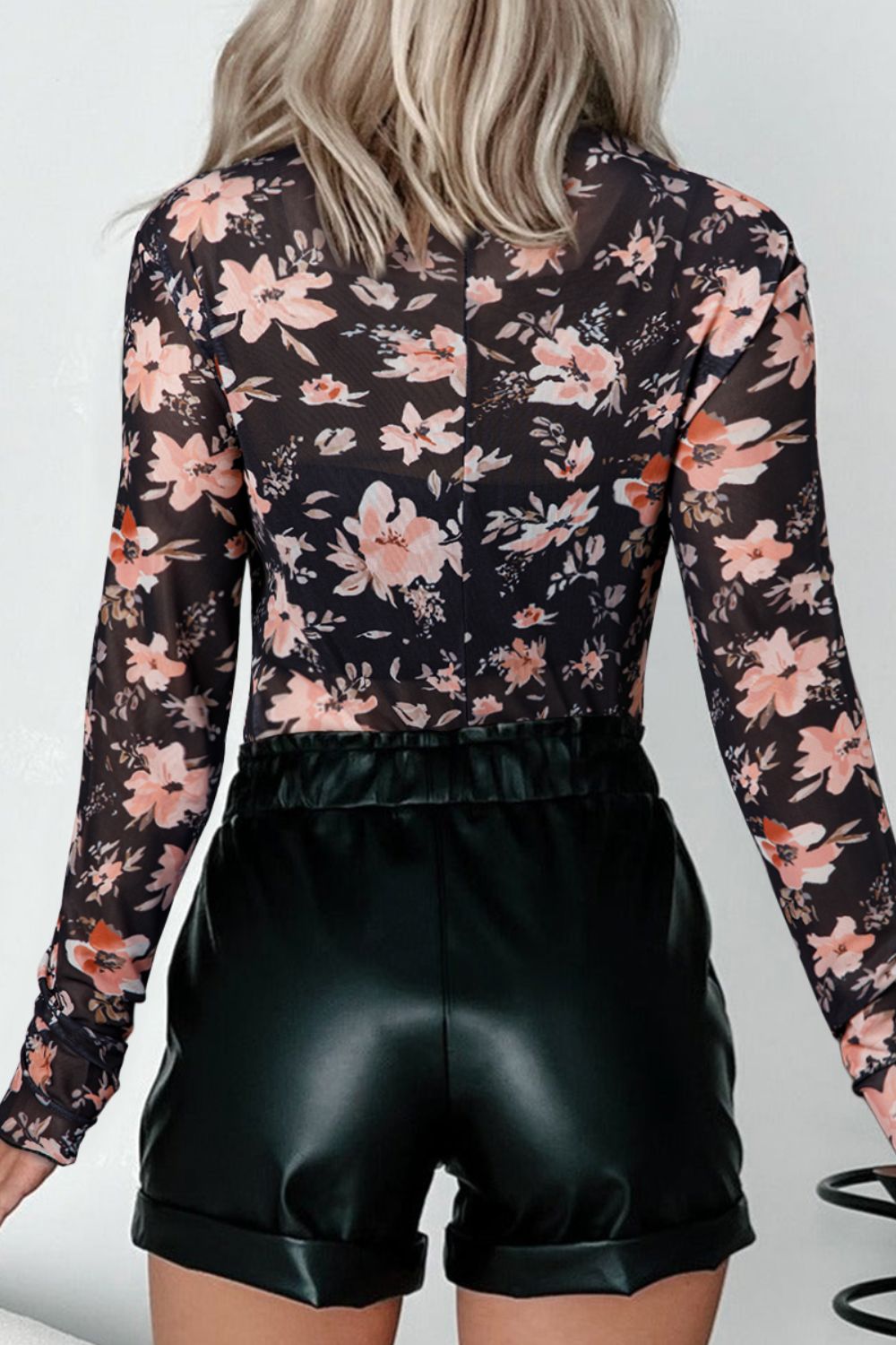 FLORAL MOCK NECK LONG SLEEVE TOP