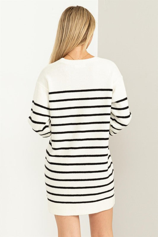 CASUALLY CHIC STRIPED SWEATER DRESS