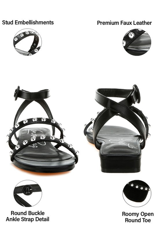 FLIPPITY STUDDED ANKLE STRAP SANDALS