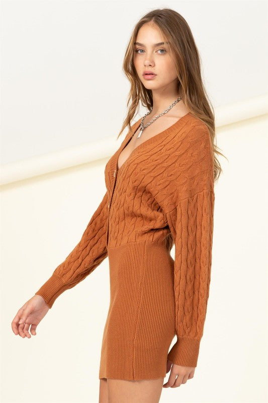 CHOOSE CHIC CABLE KNIT MINI DRESS