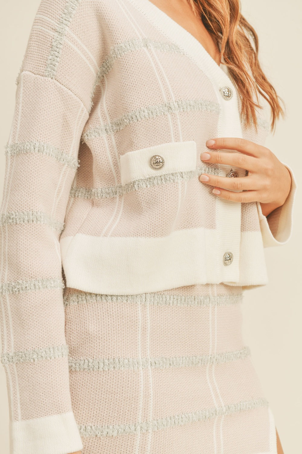 MABLE PLAID BUTTON DOWN SWEATER CARDIGAN AND MINI SKIRT SET
