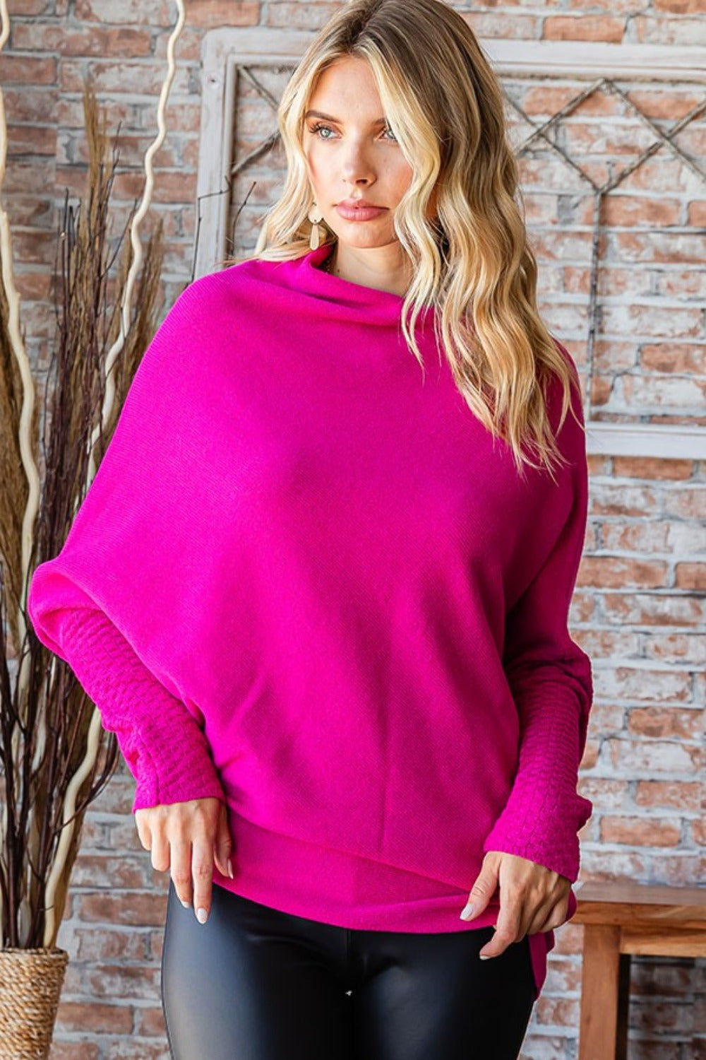 FIRST LOVE ASYMMETRICAL HEM DOLMAN SLEEVE SWEATER