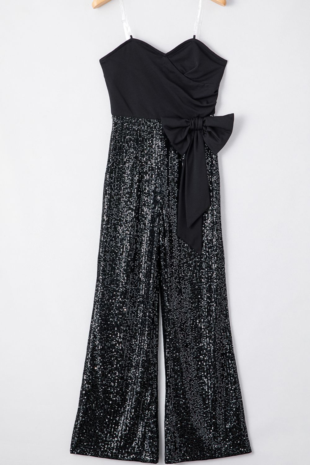 BOW SEQUIN WIDE LEG JUMPSUIT