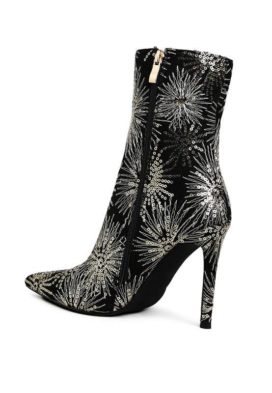 OLEANDER SEQUIN EMBELLISHED STILETTO BOOTS