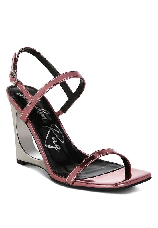 LADRA METALLIC FANTASY WEDGE HEEL SANDALS