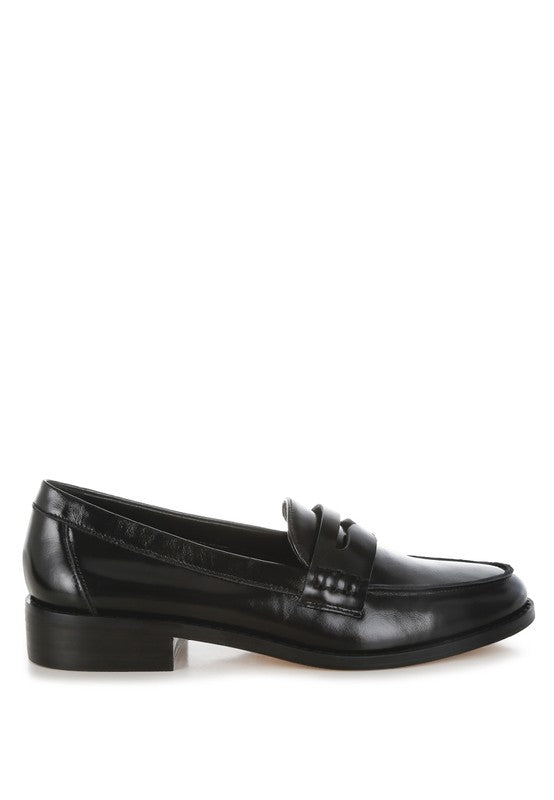 ROXANA REAL LEATHER PENNY STRAP LOAFERS