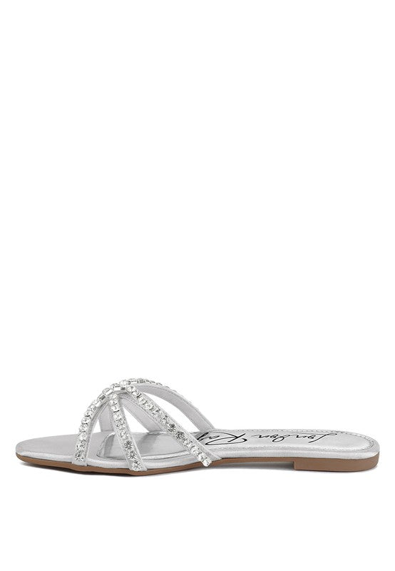 MEZZIE DIAMANTE STRAP FLAT SANDALS