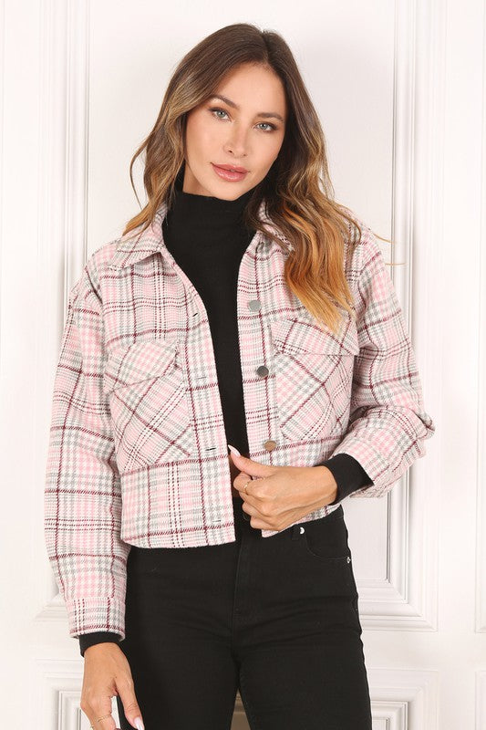 PLAID CROP JACKET