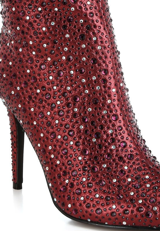 LOBELIA RHINESTONES EMBELLISHED STILETTO BOOTS