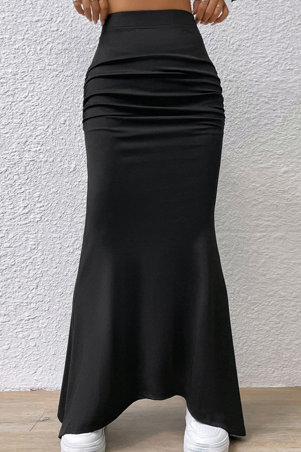 RUCHED MAXI TRUMPET SKIRT