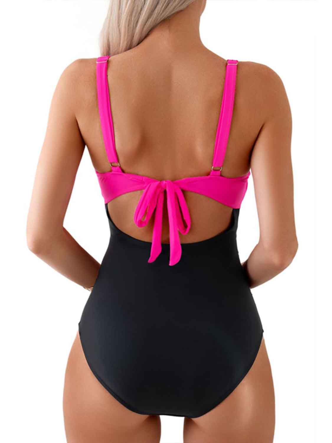 CUTOUT COLOR BLOCK ONE-PIECE SWIMSUIT