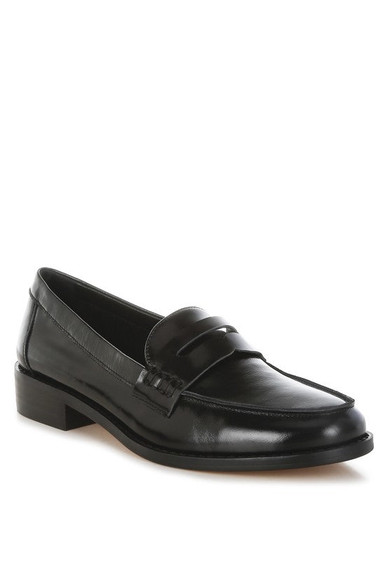 ROXANA REAL LEATHER PENNY STRAP LOAFERS