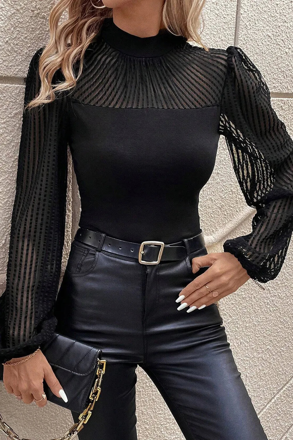 MOCK NECK LONG SLEEVE TOP