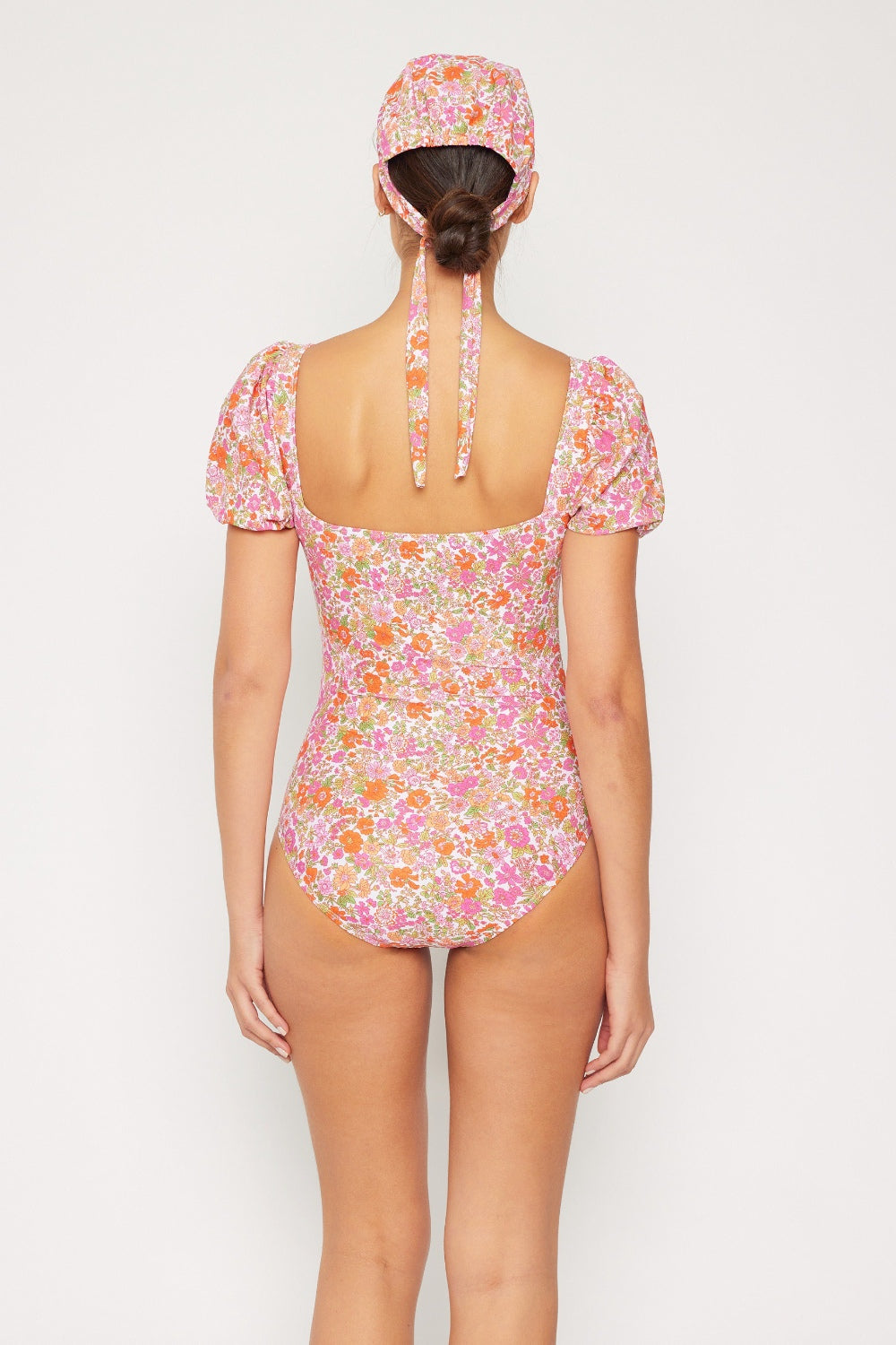 MARINA WEST FLORAL PUFF SLEEVE ONE-PIECE SWIMSUIT