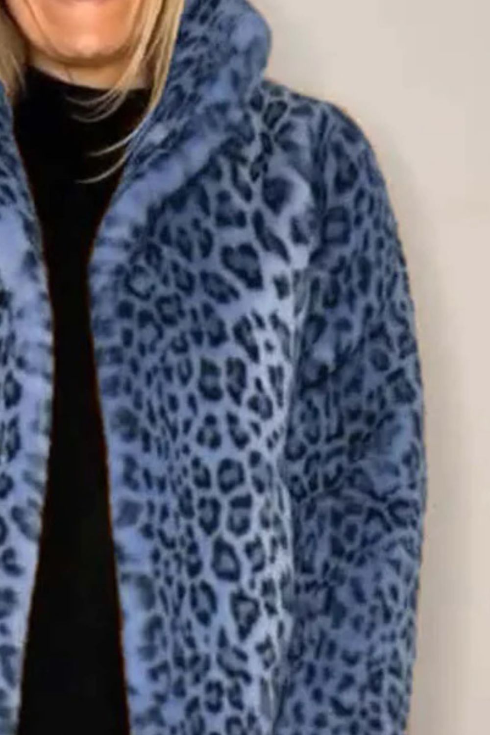 LEOPARD FURRY COLLARED NECK COAT