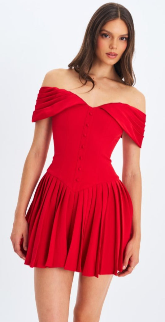 MISS CIRCLE NARELLE OFF THE SHOULDER MINI DRESS
