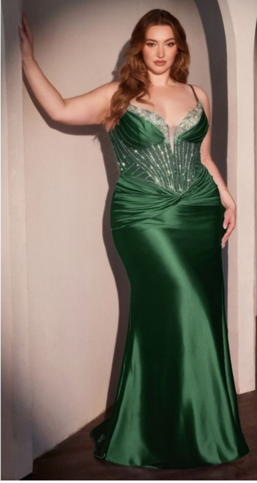 SEQUIN CORSET RUCHING GOWN