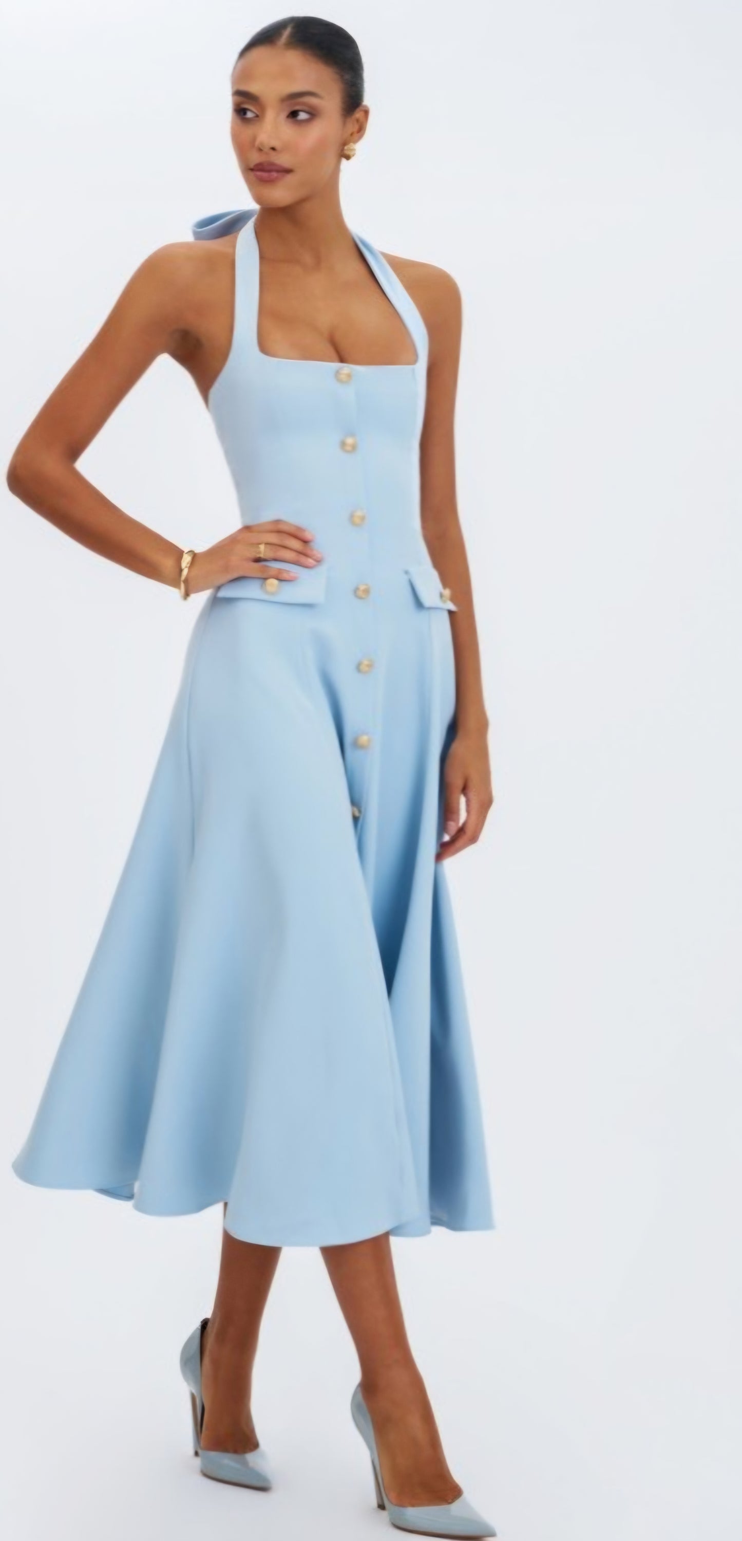 MISS CIRCLE GILLIAN HALTER MIDI DRESS