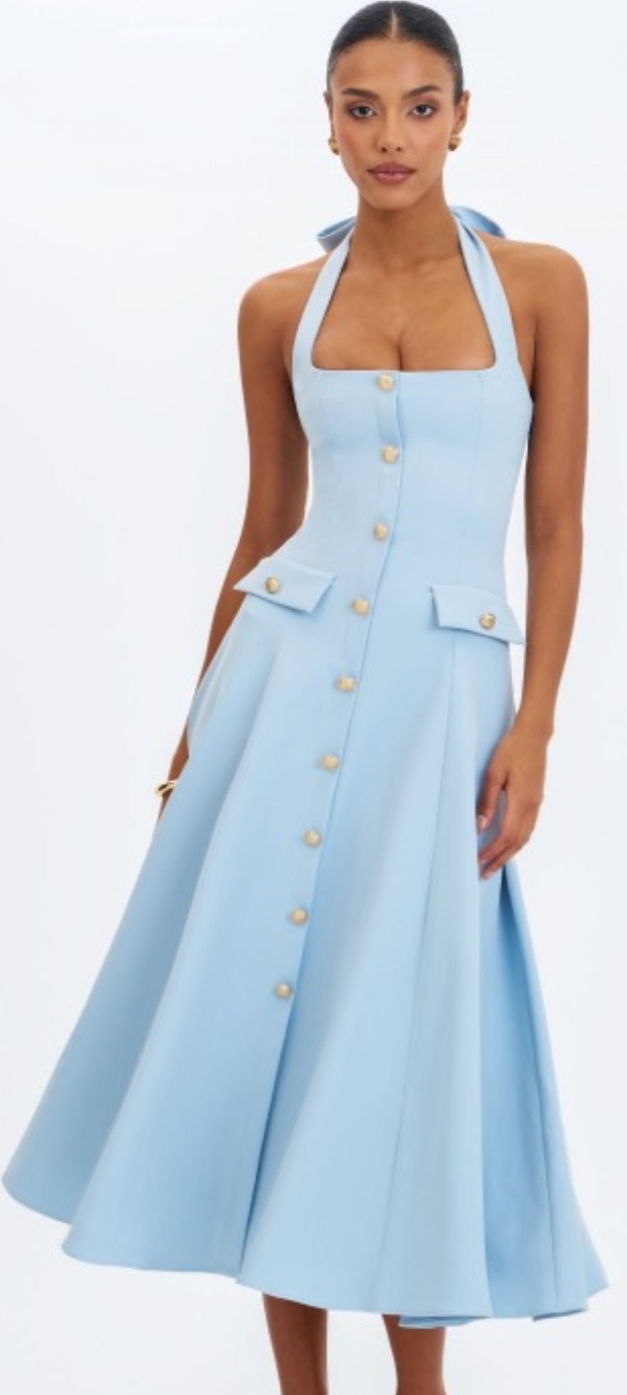 MISS CIRCLE GILLIAN HALTER MIDI DRESS