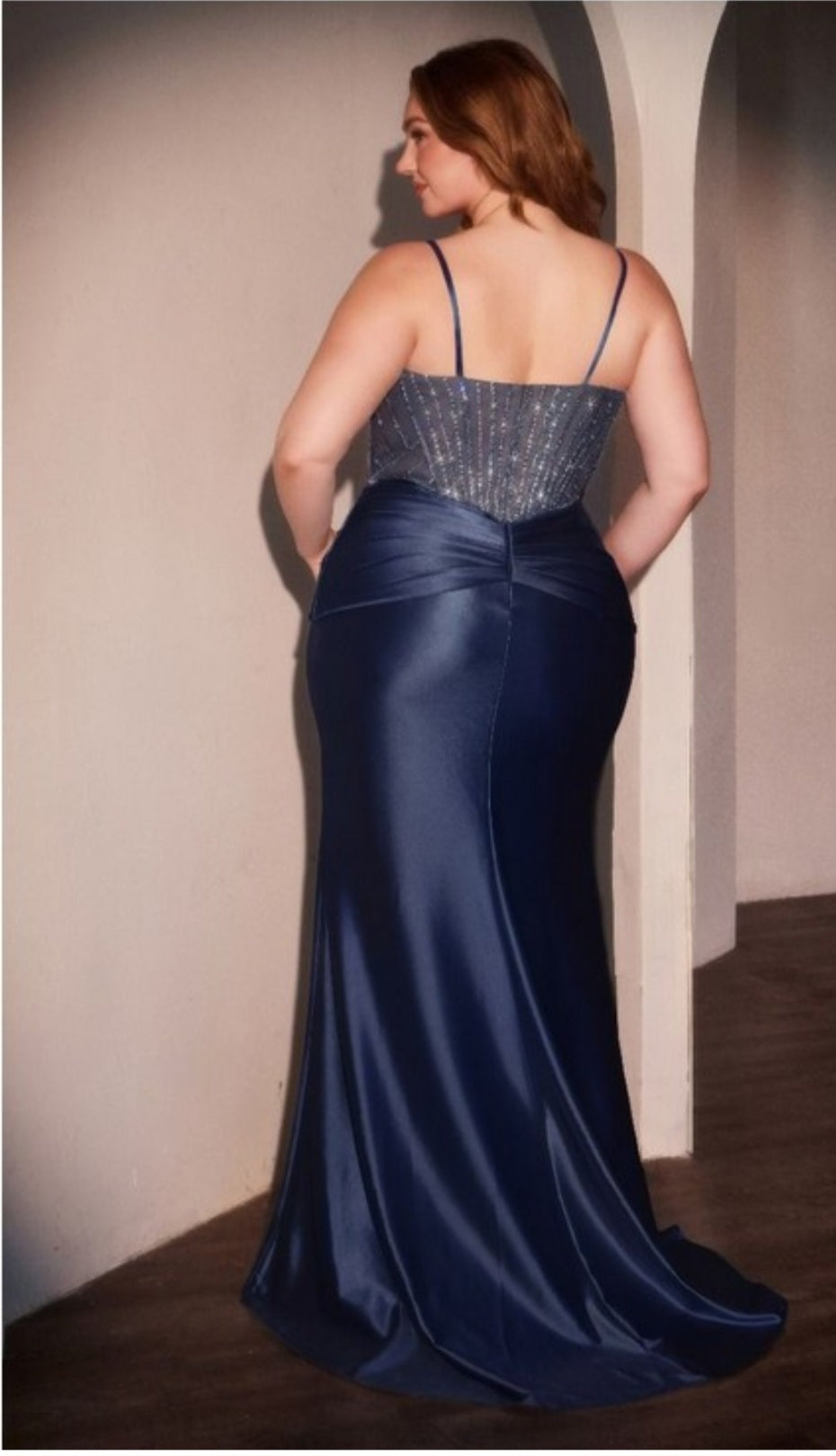 SEQUIN CORSET RUCHING GOWN